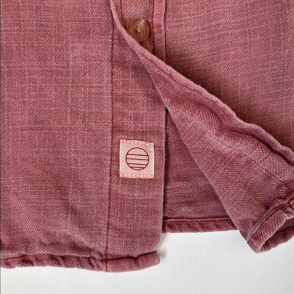Marine Layer Stonewashed Red Cotton Long Sleeve Button Shirt Mens Size Medium - Picture 5 of 11